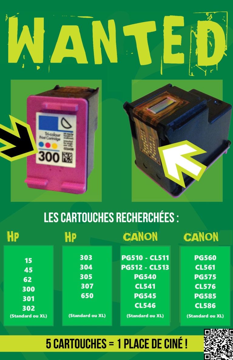 Liste des cartouche vides de l'opération Recyclez pour un ciné!